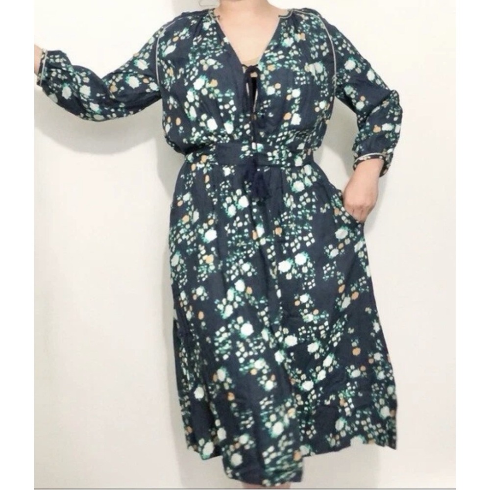 Megan Park Australia Women's navy green floral midi dress Size 1